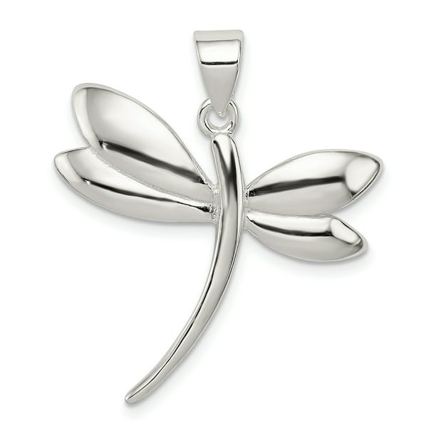 26mm x 24mm Solid 925 Sterling Silver Polished Dragonfly Pendant 
